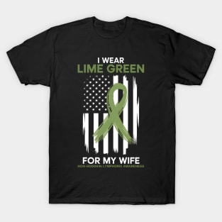 Wife Non Hodgkins Lymphoma Cancer Awareness American Flag T-Shirt